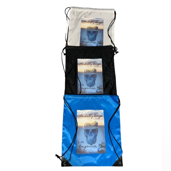 NWT The Salty Brigs, Brigantine, NJ Drawstring Back Pack - Black - Picture 3 of 14